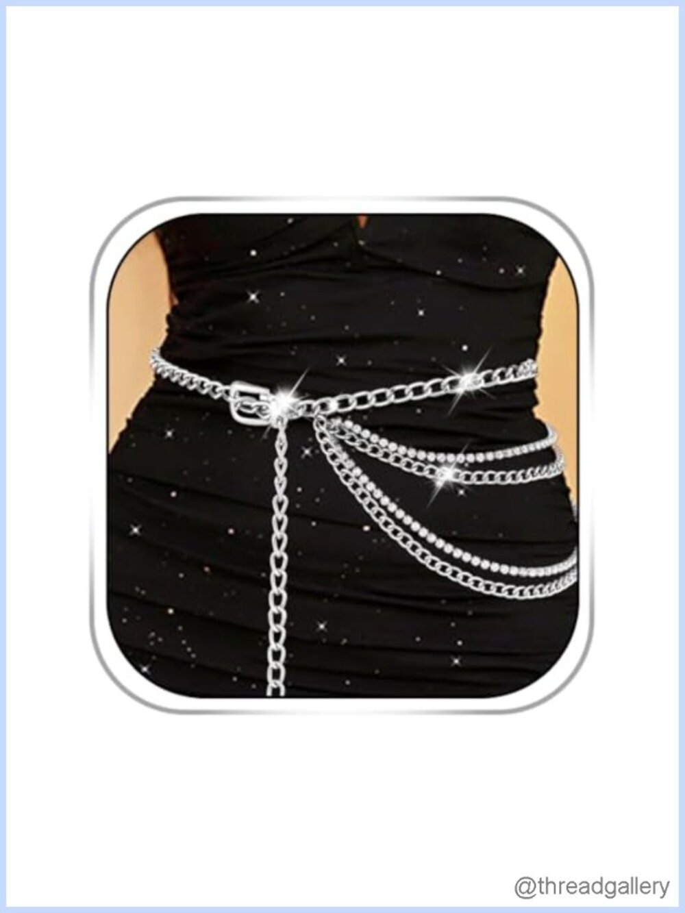 Rhinestone Body Chain Layered Waist Chain Belt Alloy Adjustable